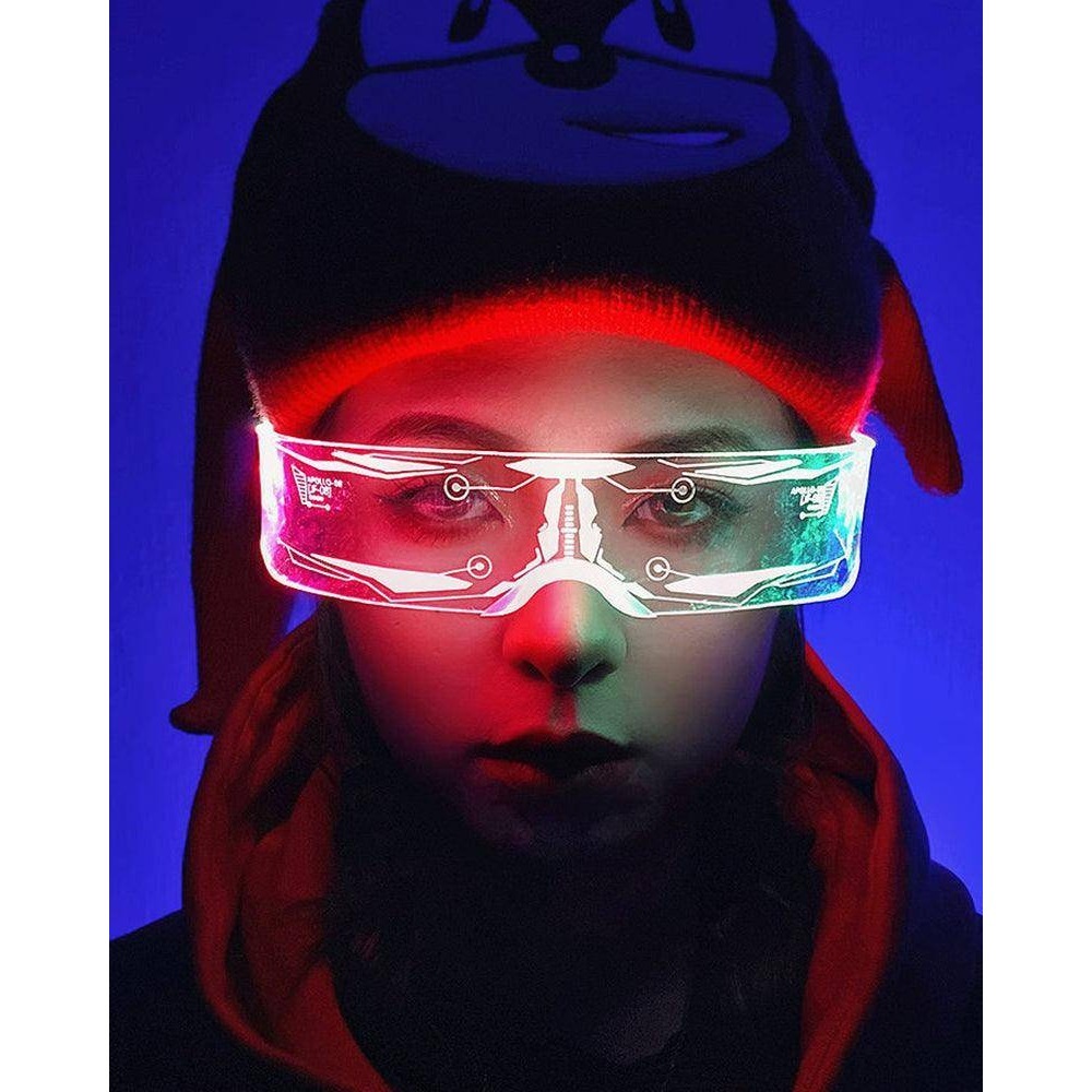 Typelight Cyberpunk LED Glasses Futuristic Rave Visor Multicolor Tech Eyewear